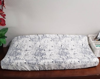 Airplane World Map Changing Pad Cover: Navy & White Aviation Nursery