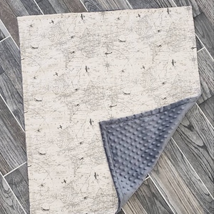 Airplane Baby Blanket: World Map, Minky, Travel Nursery