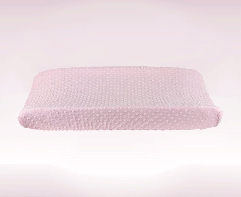 Pink Minky Changing Pad Cover, light pink, blush, changing station, nursery accessories, girl nursery image 1