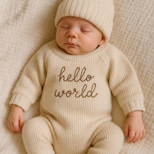 Pelele de punto grueso y acogedor para bebé: atuendo unisex para recién nacidos que regresan a casa, accesorio para fotos de hitos, regalo de punto suave para bebé, regalo para baby shower.