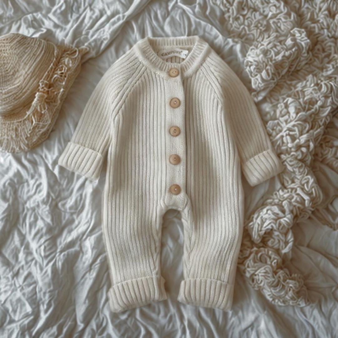 Gender Neutral Knit Baby Jumpsuit – Unisex Baby Romper, Autumn Winter ...