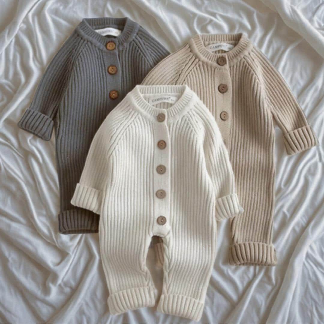 Gender Neutral Knit Baby Jumpsuit – Unisex Baby Romper, Autumn Winter ...