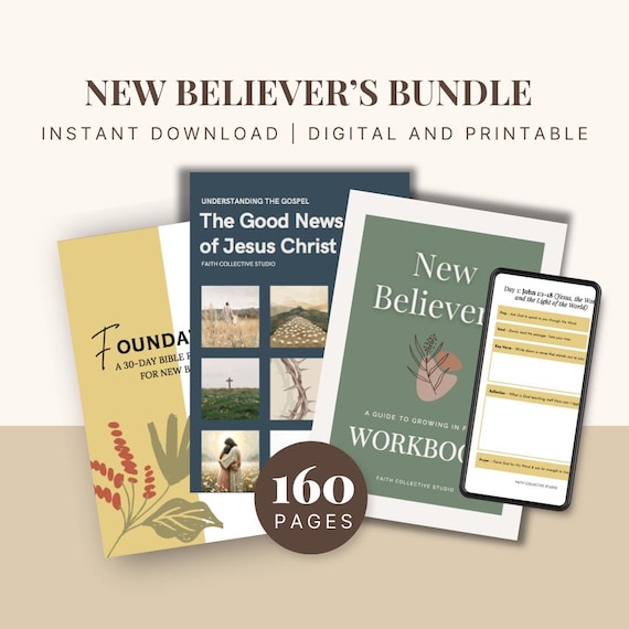 Christian Ebooks + Workbooks Bundle: Faith Growth Kit (Digital Download PDF)