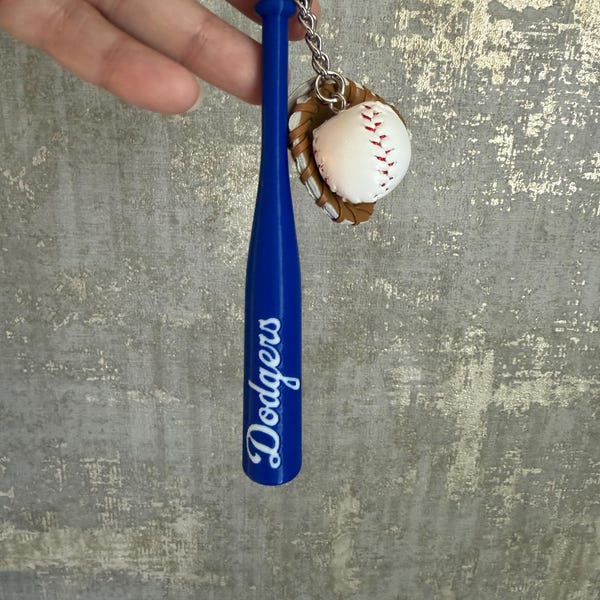 Dodgers Baseball Bat Keychain | 3D Printed Sports Accessory