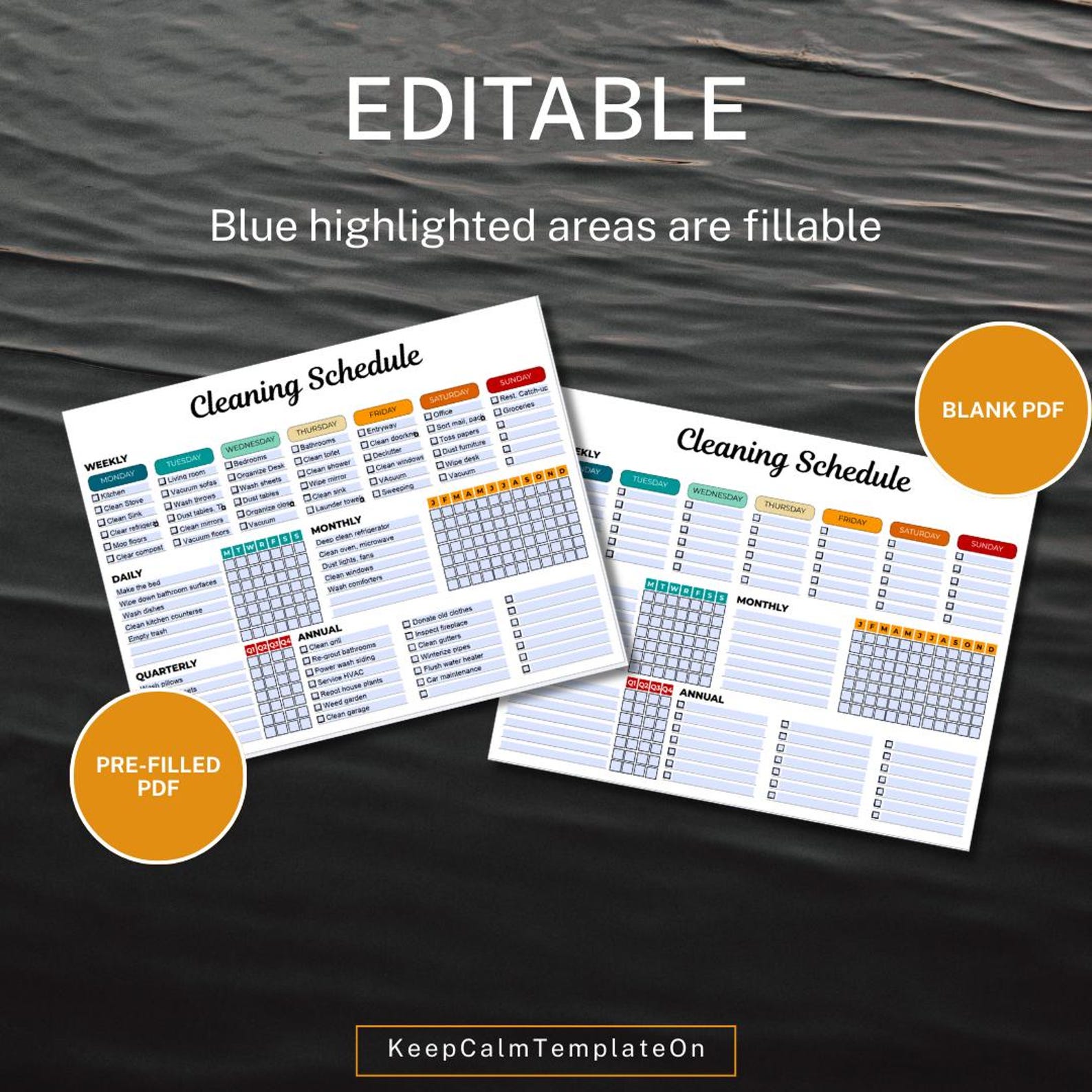 Editable Cleaning Schedule: Weekly, Monthly, Yearly Planner (printable ...