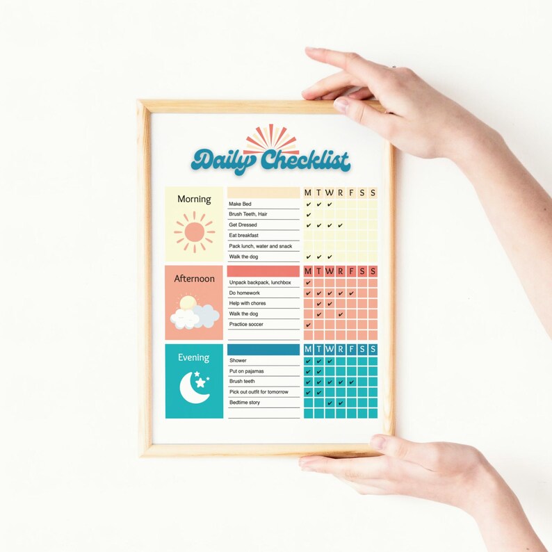 Handheld Routine Checklist Kids Daily Routine Chart: Editable Chore Checklist (digital Download, 8 ...