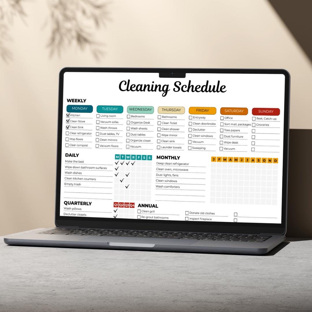 Editable Cleaning Schedule: Weekly, Monthly, Yearly Planner (printable ...