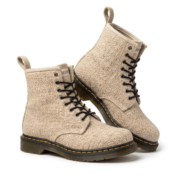 Natural White Hemp Boots, Vegan Barefoot Shoes, Eco Friendly Minimalist Boots, Ethical Footwear Men Women Cream Canvas Sneakers