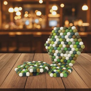 Trivet, Pot Holder, Hexagon Trivet, Felt Trivet, New Home Gift, Forest Mix Wool Felt