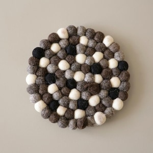 Monochrome Wool Felt Trivet, Heat Resistant Pot Mat, Round Square Hexagon, Hot Dish Mat, Host Gift