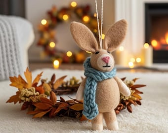 Felt Rabbit Ornament, Bunny Ornament, Rabbit Ornament, Felt Easter Bunny, Easter Bunny Ornament, Rabbit Figurine, Bunny Decor
