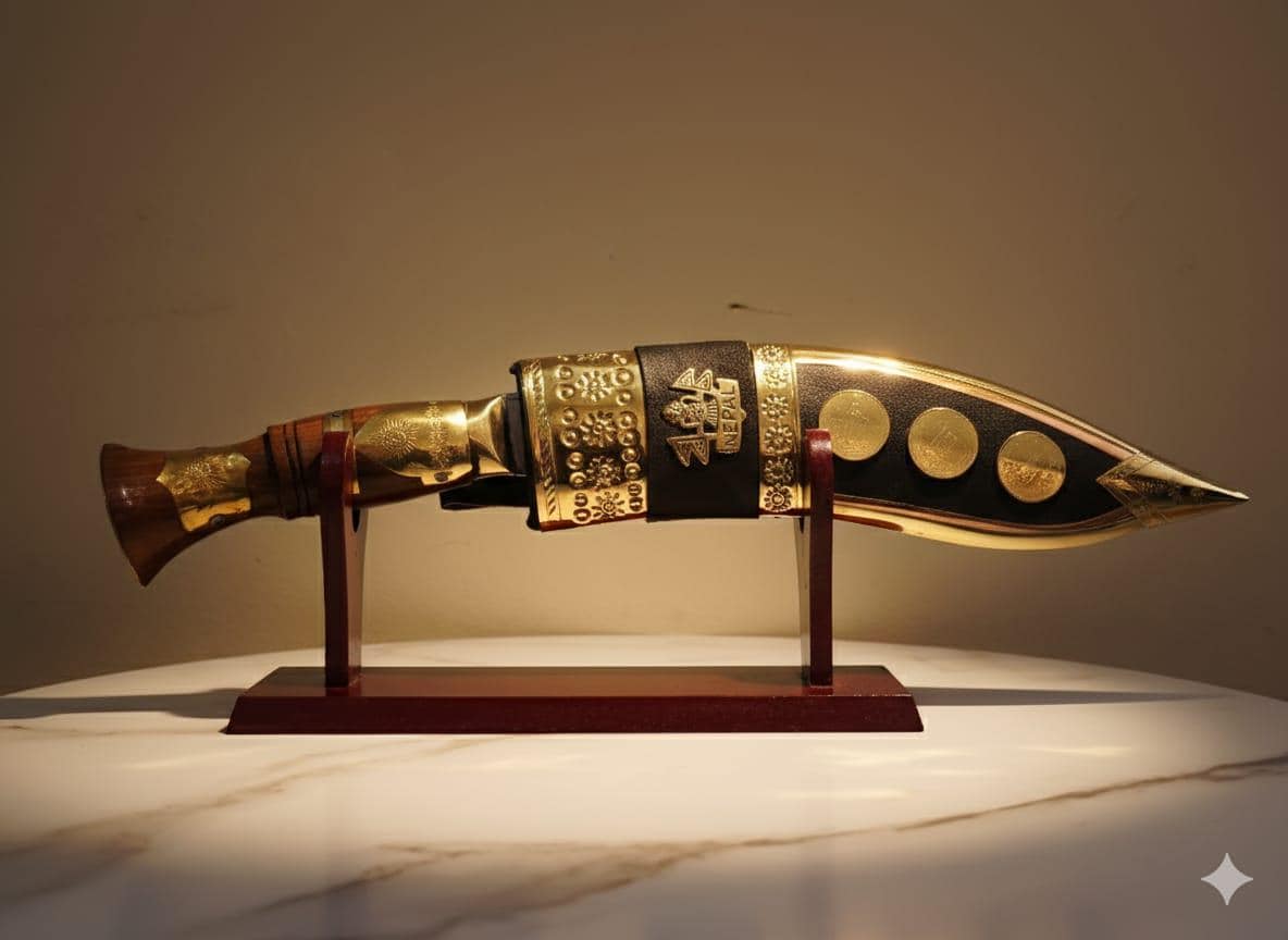 Handcrafted Nepali Khukuri: Brass and Wood Showpiece Khukuri With ...
