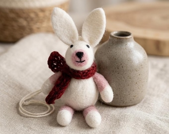 Rabbit Ornament, Bunny Ornament, Felt Easter Bunny, Felt Rabbit, Easter Bunny Ornament, Rabbit Figurine, Bunny Decor
