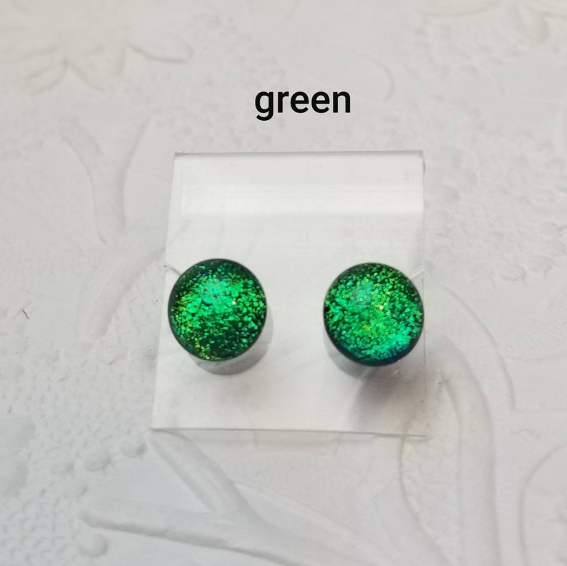 Dichroic Glass Earrings, Mini Dichroic Earrings, Dichroic Post Earrings, Small Dichroic Earrings, Stud Earrings image 4