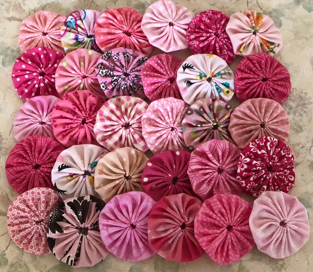 Fabric Yoyos 30 Pink Prints 2 Inch Size Etsy