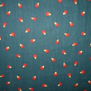 Halloween, Fall Fabric, Green Color, Candy Corn Print, Primitive Look, 1 Yard, Sewing, Crafts