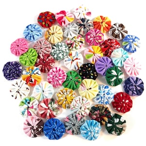 Fabric YoYos, 45 Multi Color, Cotton Fabrics, 1” Size,