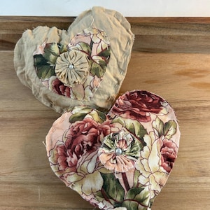 Shabby Fabric Hearts, Bowl Fillers, Set Of 2, Home Decor, Accents