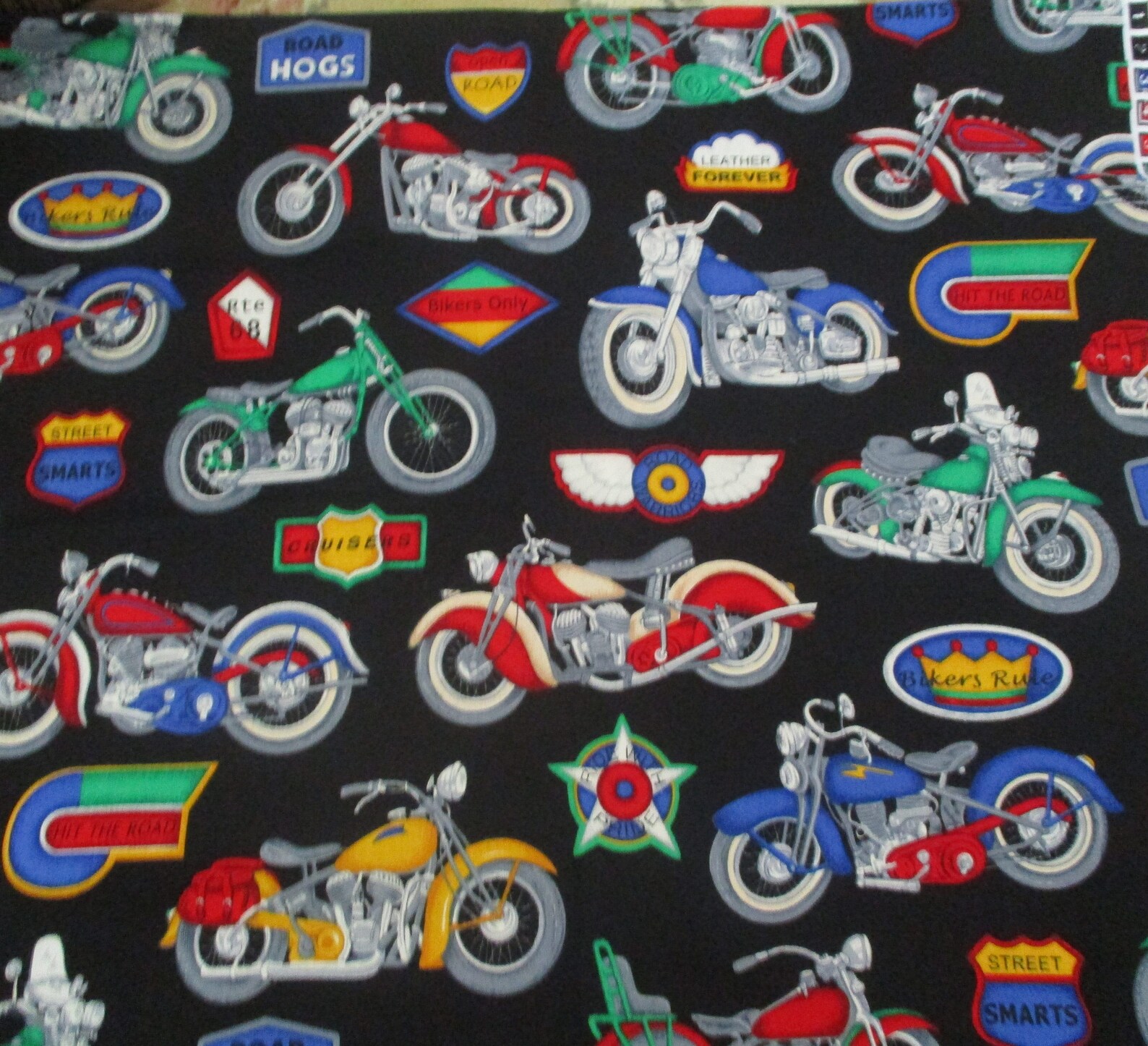 Cotton Novelty Motorcycle Fabric 2-1/4 Yards Cranston Print | Etsy