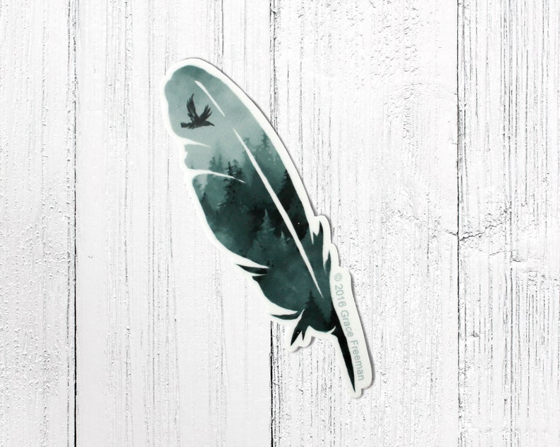 Raven Feather Vinyl Sticker image 1