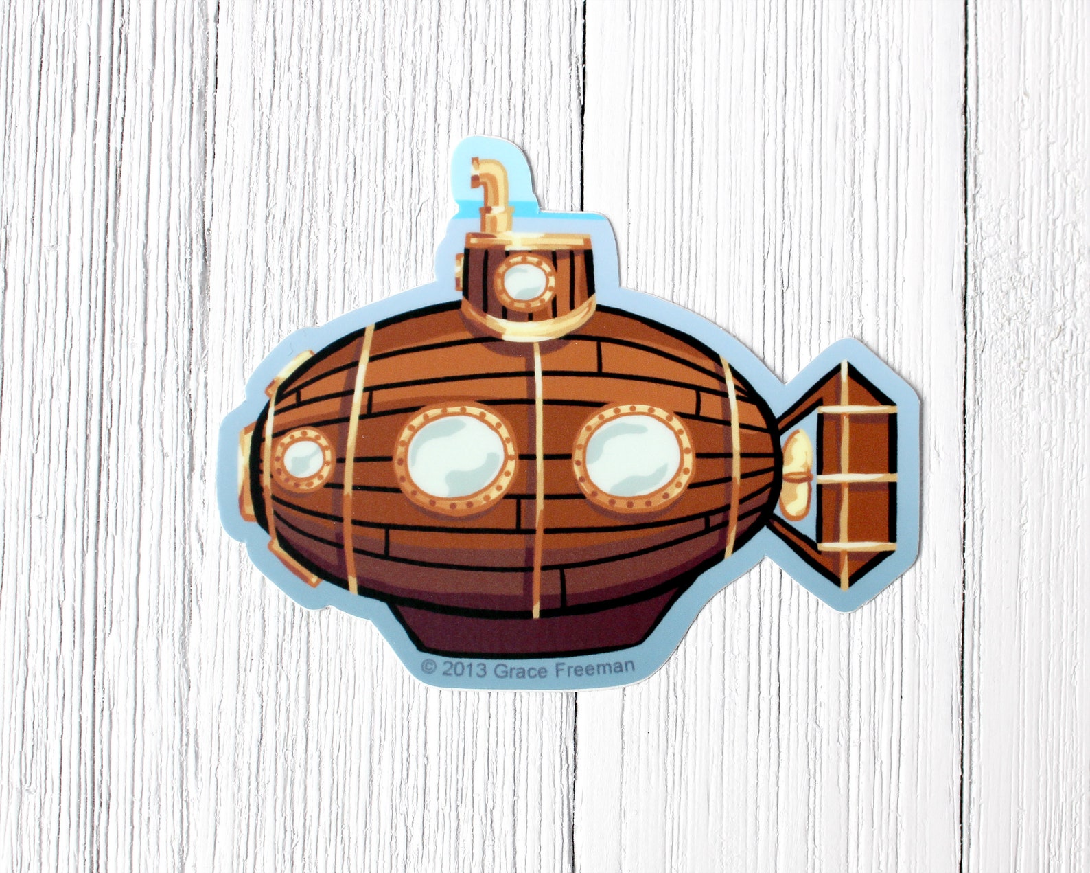 Wooden Submarine Vinyl Sticker - Etsy