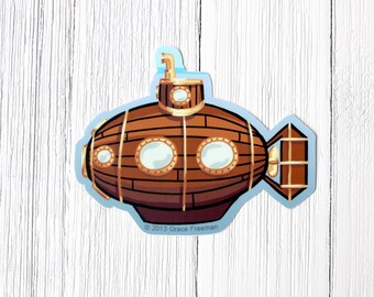 Wooden Submarine Vinyl Sticker