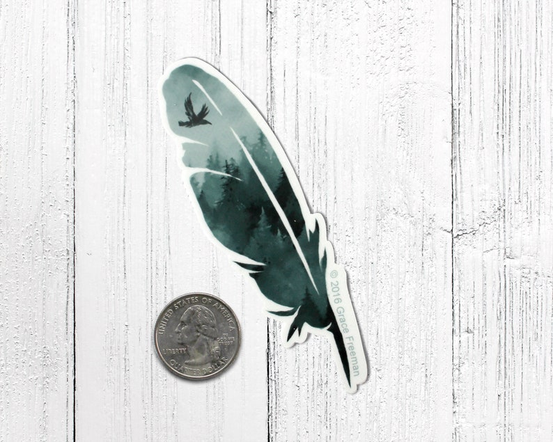 Raven Feather Vinyl Sticker image 2