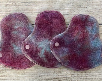 THREE 5.75" Halfwrap Reusable Cloth Pads for Very Light Flow