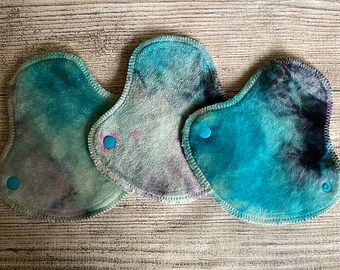 THREE 5.75" Halfwrap Reusable Cloth Pads for Very Light Flow