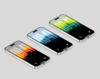 Neon Gradient iPhone Wallpaper Pack, Dark Lock Screen (Digital Download)