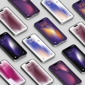 Purple Gradient iPhone Wallpaper, Set of 6 Abstract Aesthetic Lock Screen Wallpaper for iPhone Home Screen Background (Digital Download)