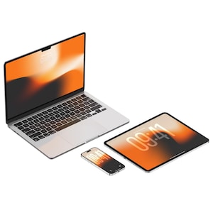 iPhone iPad MacBook Wallpaper Set, Orange Black Minimalist Home Screen Setup