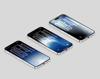 iPhone Wallpaper Set of 3, Dark Blue Background Image for Home & Lock Screen Saver