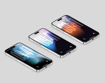 Phone Wallpaper Set of 3, Dark Liquid Gradient Background Image for  Home & Lock Screen