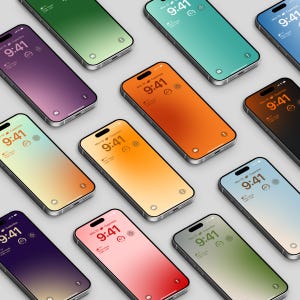Gradient iPhone Wallpaper: 12 Clean Abstract Home Screen Backgrounds (Digital Download)