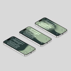 Puede incluir: Tres smartphones plateados con pantallas degradadas verdes que muestran la hora 09:41. Los teléfonos están dispuestos en diagonal, mostrando su diseño elegante y los detalles de la pantalla. Las pantallas tienen un degradado verde claro y verde oscuro.