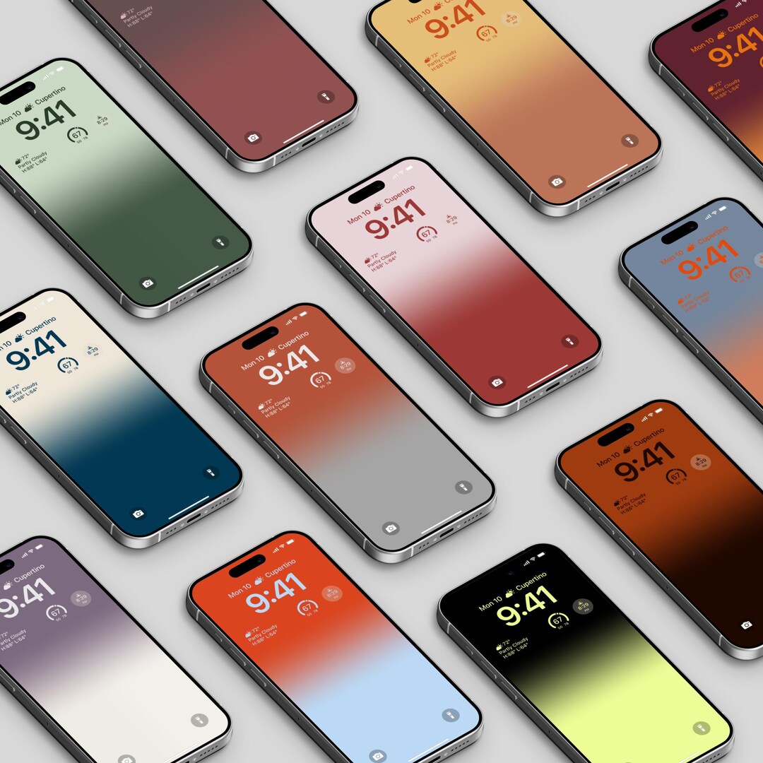 12 Phone Wallpaper Set, Two-tone Gradient Colors Home Screen Background