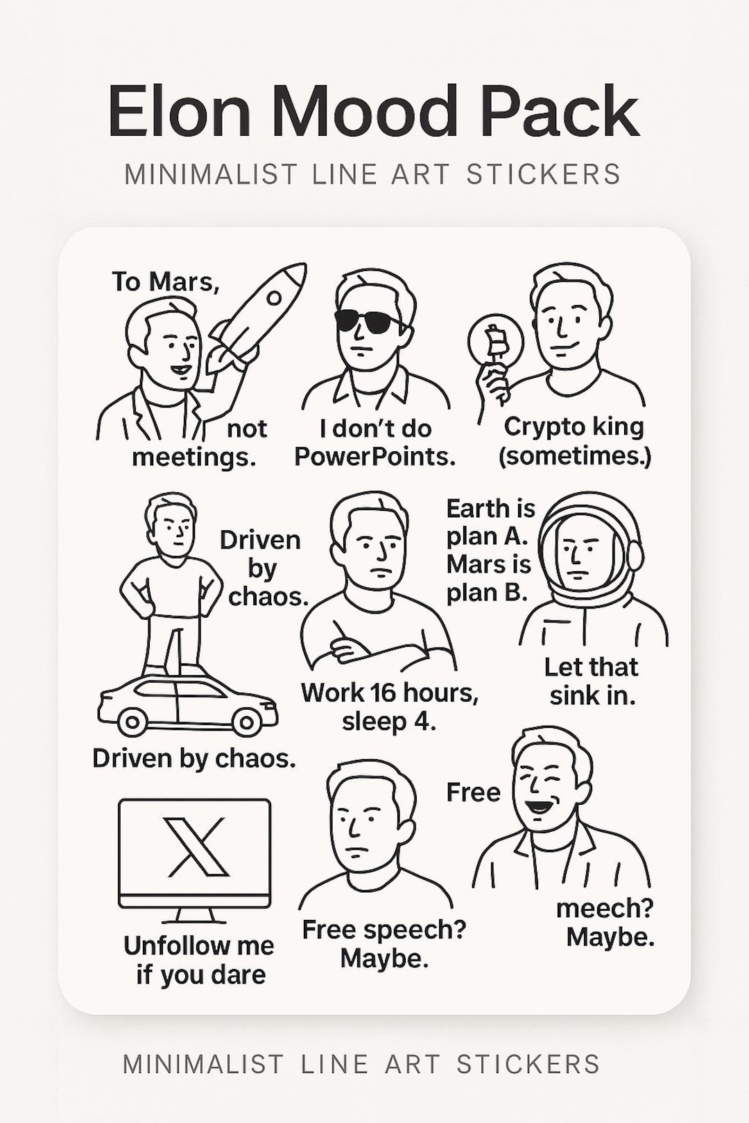 Elon Mood Pack Digital Stickers: Funny Tech Planner (PDF) - Etsy