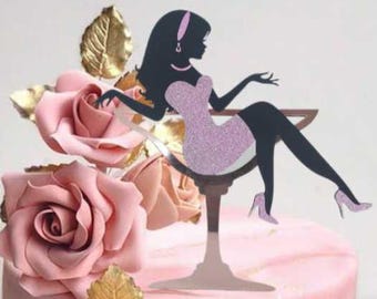 Silueta de dama sentada para tarta de cóctel: archivo de corte SVG (descarga digital)
