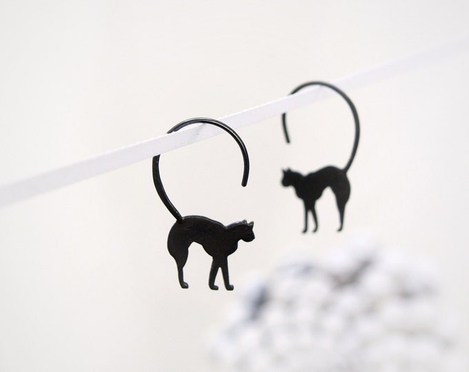 Lucky Black Cat Earrings Etsy