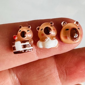10 adorables adornos de resina para uñas de carpincho, con forma de hámster, para manicura, conejillo de indias y manualidades.