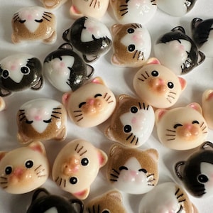 Lindos suministros para gatos, regalo de gatito, suministros para manualidades con gatos, cabujones de gato kawaii, patrón de cuentas de madera sueltas con espaciador, cuentas de madera redondas.