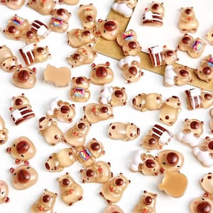 10 adorables adornos de resina para uñas de carpincho, con forma de hámster, para manicura, conejillo de indias y manualidades.