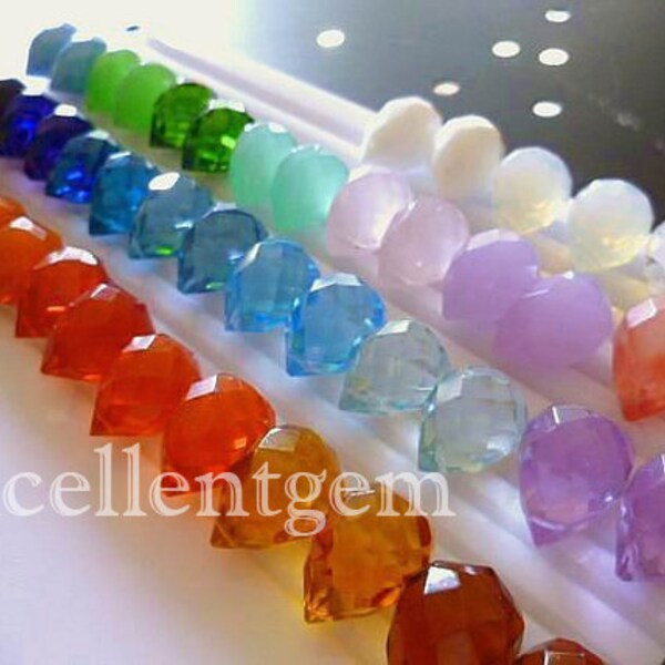 Multicolor of summer 48pcs Lovely faceted briolette in teardrop shape - 24 colors - 20mm x 15mm