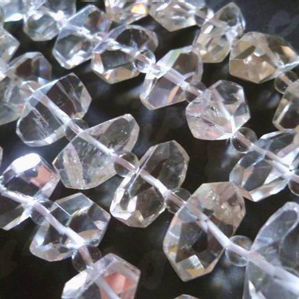 Faceted AAA Nature ROCK CRYSTAL quartz in nagget shape - around 14mm x 10mm-st-080