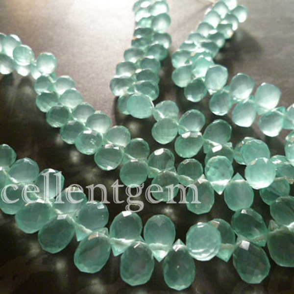 28pcs Faceted chalcedony quartz teardrop in milke blue color-10mmx7mm