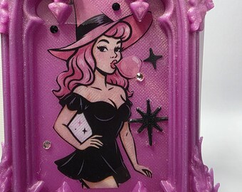 Witchy pink bubble gum frame