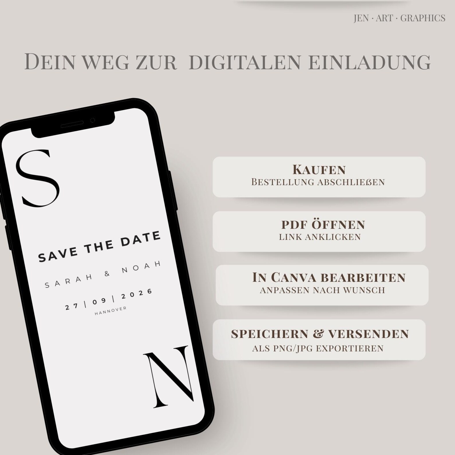 Digital Wedding Save-the-date Template | Canva Template | Smartphone ...