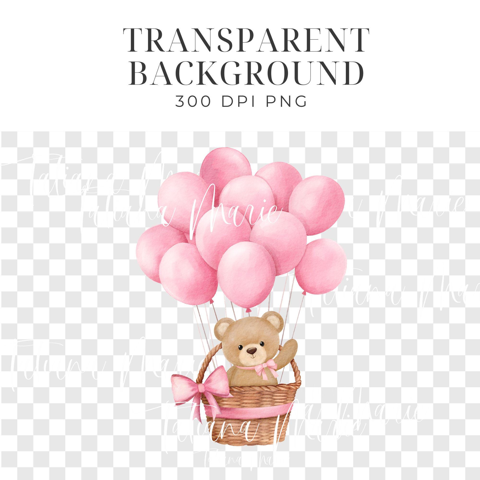 Teddy Bear Clipart Hot Air Balloon, Baby Shower Decorations, Bearly ...