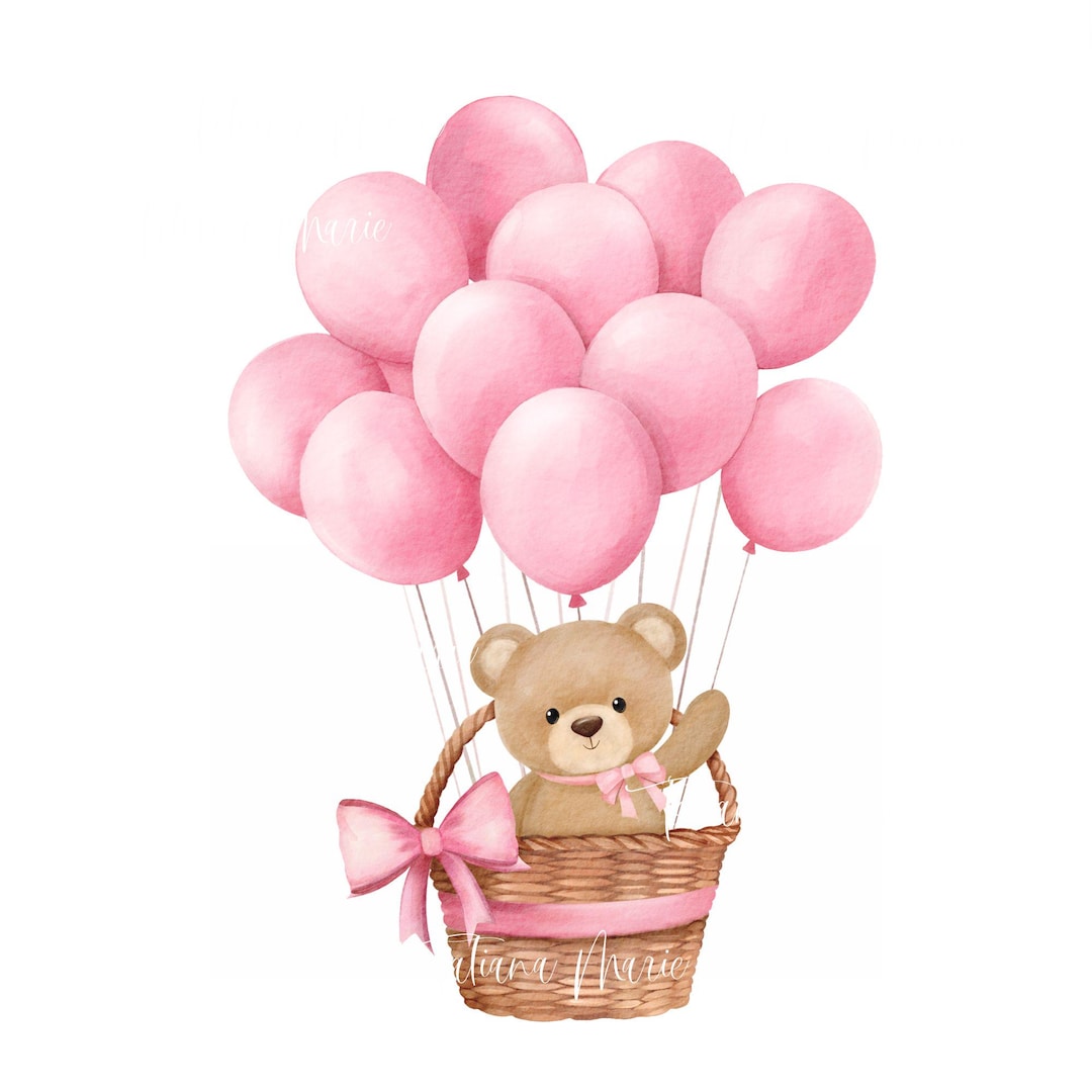 Teddy Bear Clipart Hot Air Balloon, Baby Shower Decorations, Bearly ...